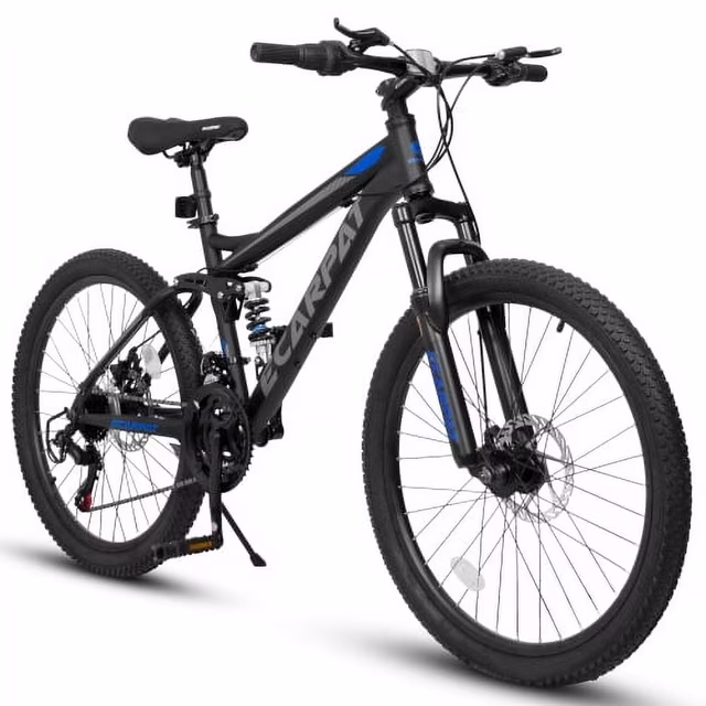 24-Zoll-Mountainbike, Aluminium-Mountainbike für Erwachsene mit Scheibenbremsen, Shimano 21-Gang-Schaltung, geeignet für 14- bis 18-Jährige, Rot