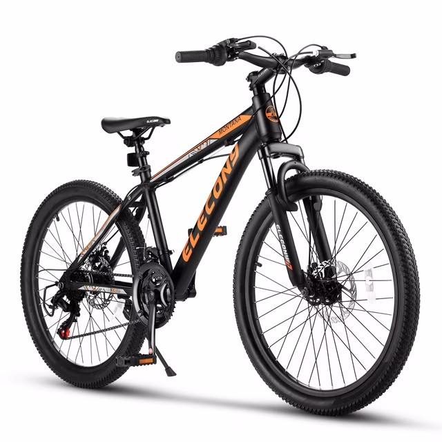 24 inch Mountain Bike, Shimano 21 Speed Drive, Dual Disc Brake, Front Suspension MTB For Boy Girl