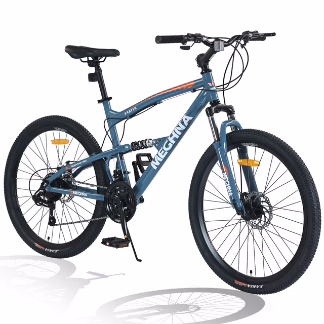 26-Zoll-Mountainbike mit 21 Gängen, Vollfederung und Aluminiumrahmen für Damen und Herren