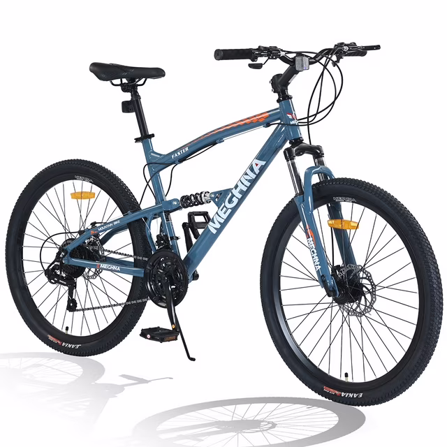 26-Zoll-Mountainbike, 21 Gänge, Vollfederung, Hinterradfederung, Rahmen aus Aluminiumlegierung, für Damen und Herren, Blau