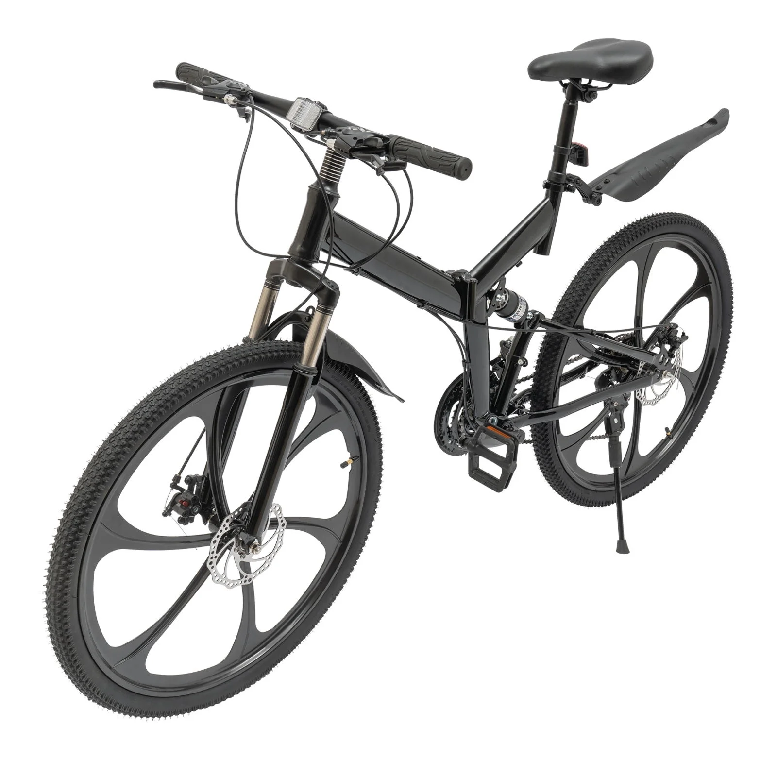 Wuzstar 26" Faltbares Mountainbike, 21 Gänge, höhenverstellbar, Unisex, Schwarz