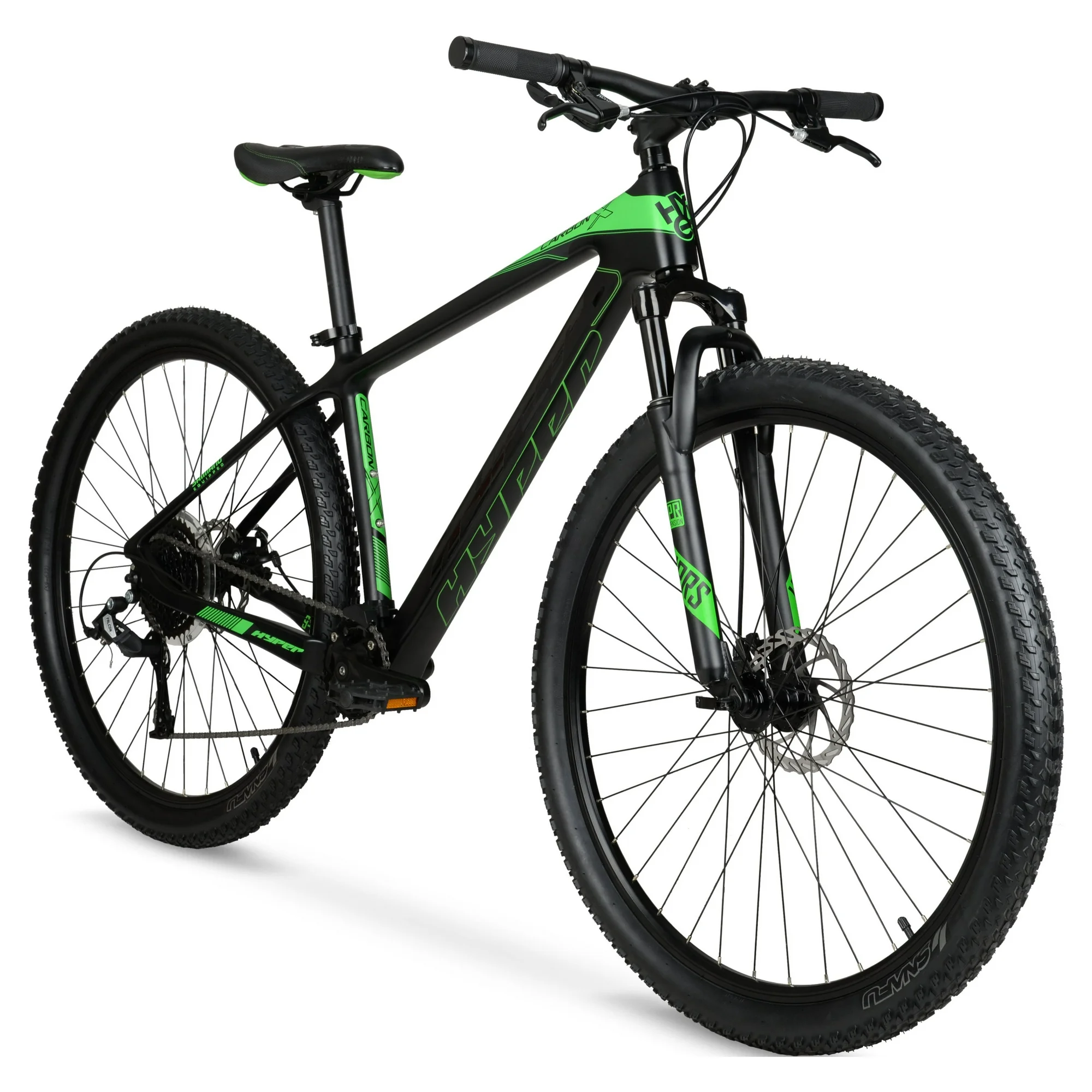 29-Zoll-Mountainbike aus Hyper-Carbonfaser, Schwarz/Grün, Erwachsene ab 13 Jahren