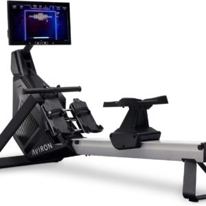 Aviron Strong Series Rower: 22″ HD Touchscreen, Dual Air & Magnetic Resistance up to 100 lbs. Game-Based Workouts, Streaming, Compact Design